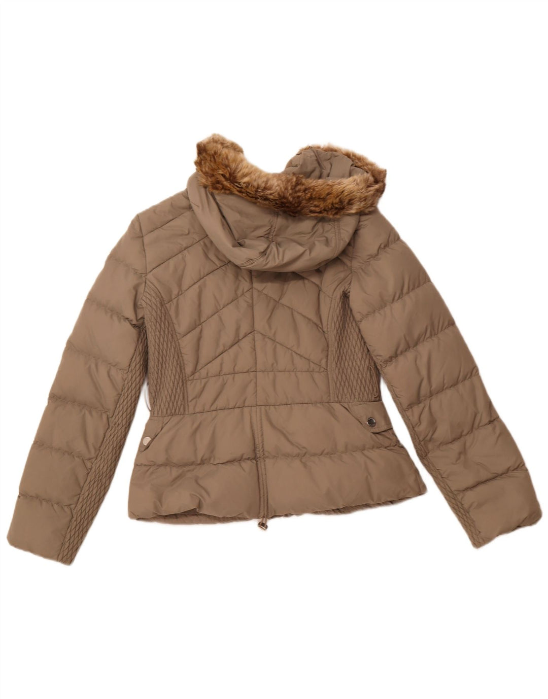 KAREN MILLEN Polstret hættejakke til kvinder UK 12 Medium Beige Polyamid