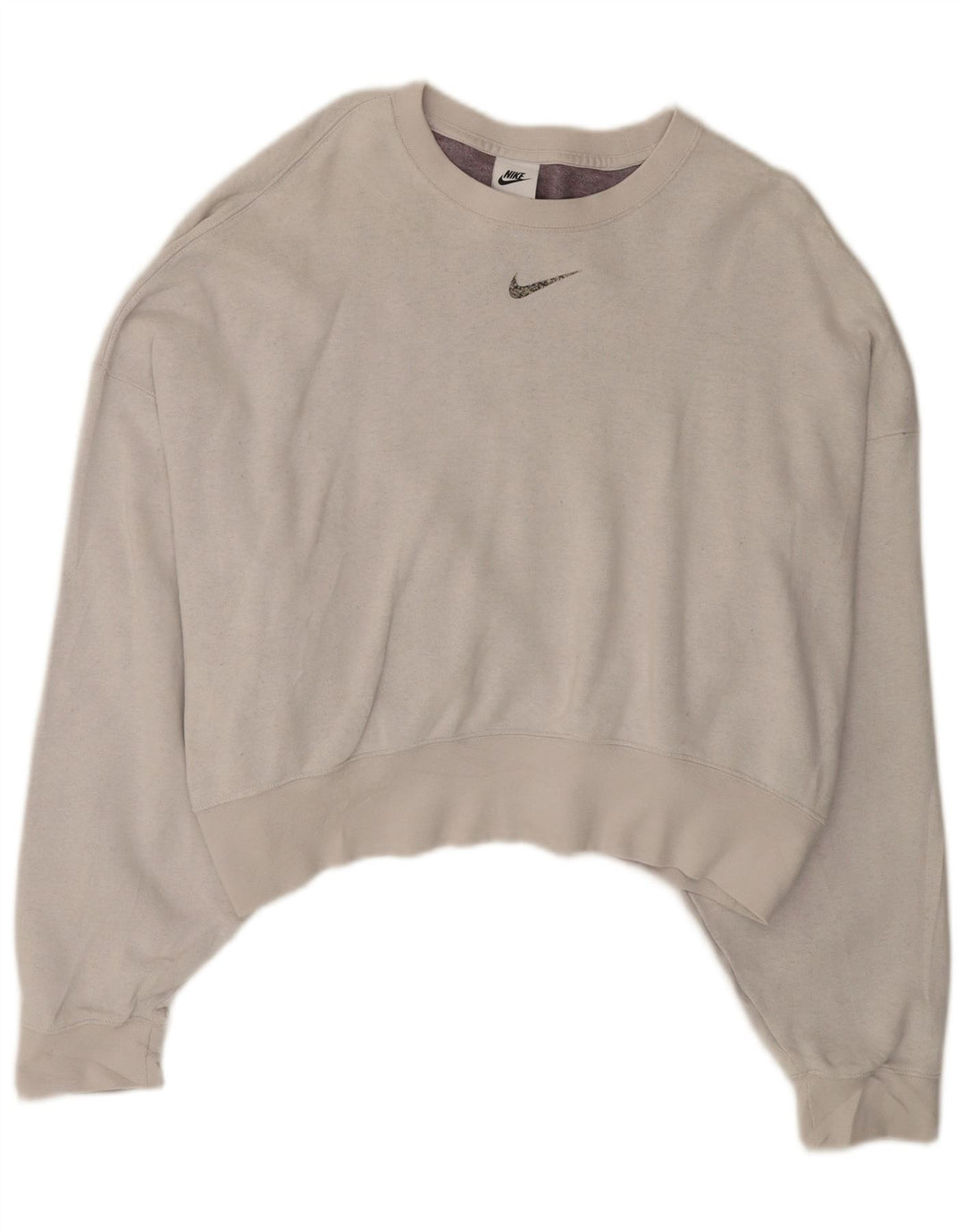 NIKE Womens Crop Oversized Sweatshirt Jumper UK 14 Medium Grey Bomuld