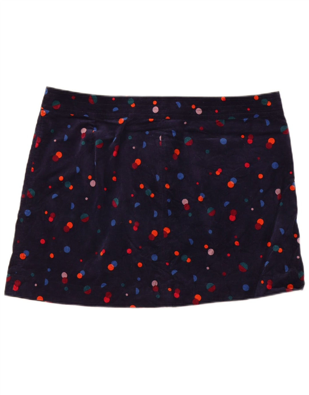 MONSOON Dame Velvet Mini Nederdel UK 20 2XL W40 Navyblå plettet bomuld