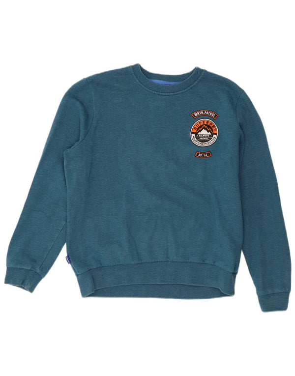 Superdry Womens Grafisk Oversized Sweatshirt Jumper UK 10 Small Blue Cotton