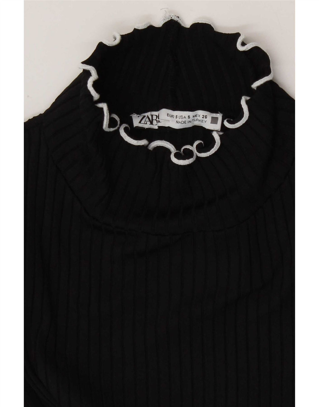Zara Womens Crop Bluse Top UK 8 Small Black Polyamide