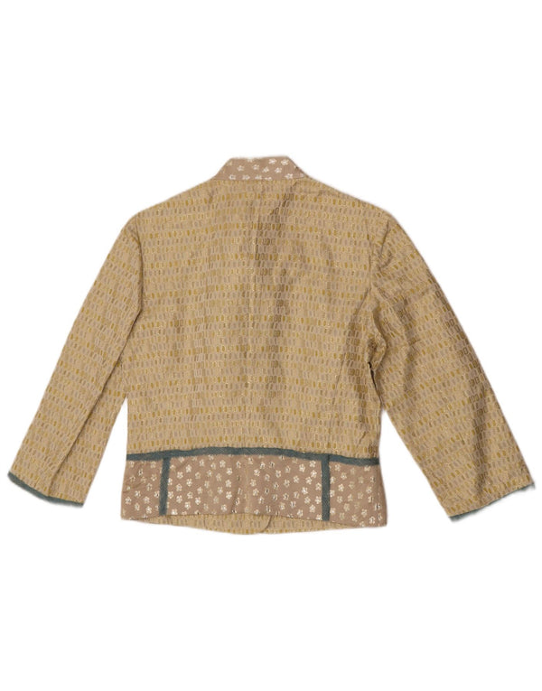 Cividini Womens Crop 4 Button Bolero Jacket IT 44 Medium Gul Geometrisk