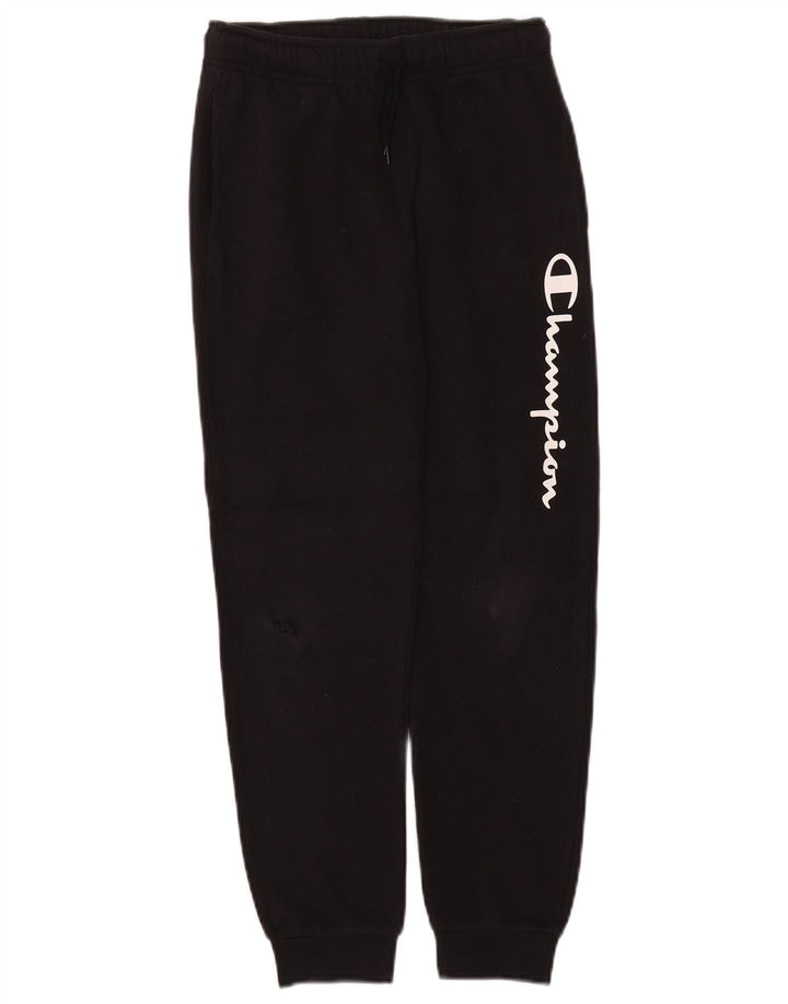 CHAMPION Boys Graphic Tracksuit Trousers Joggers 9-10 Years Medium Black