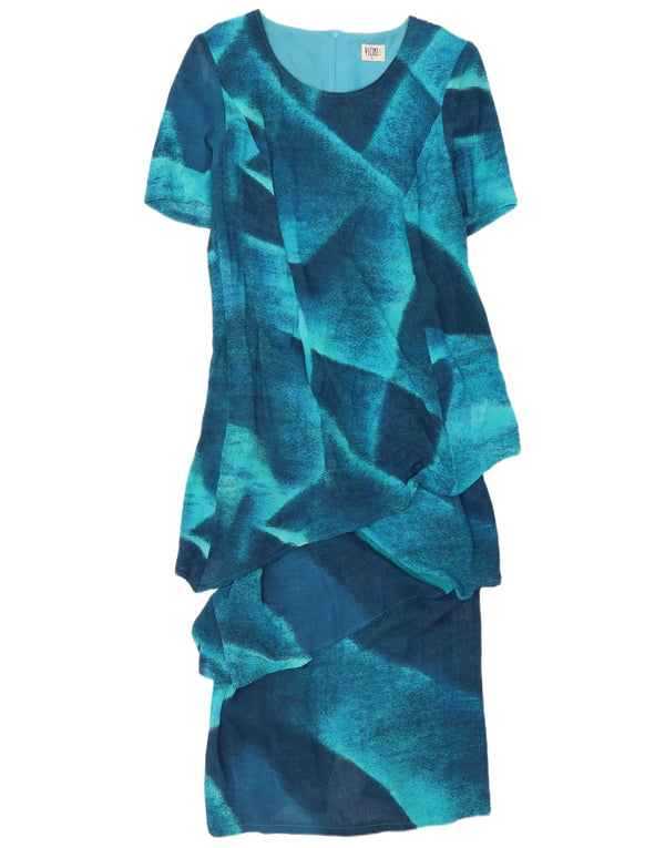 Vicini Dame 1/2-ærmet Maxi Peplum Kjole UK 18 XL Blå Colourblock
