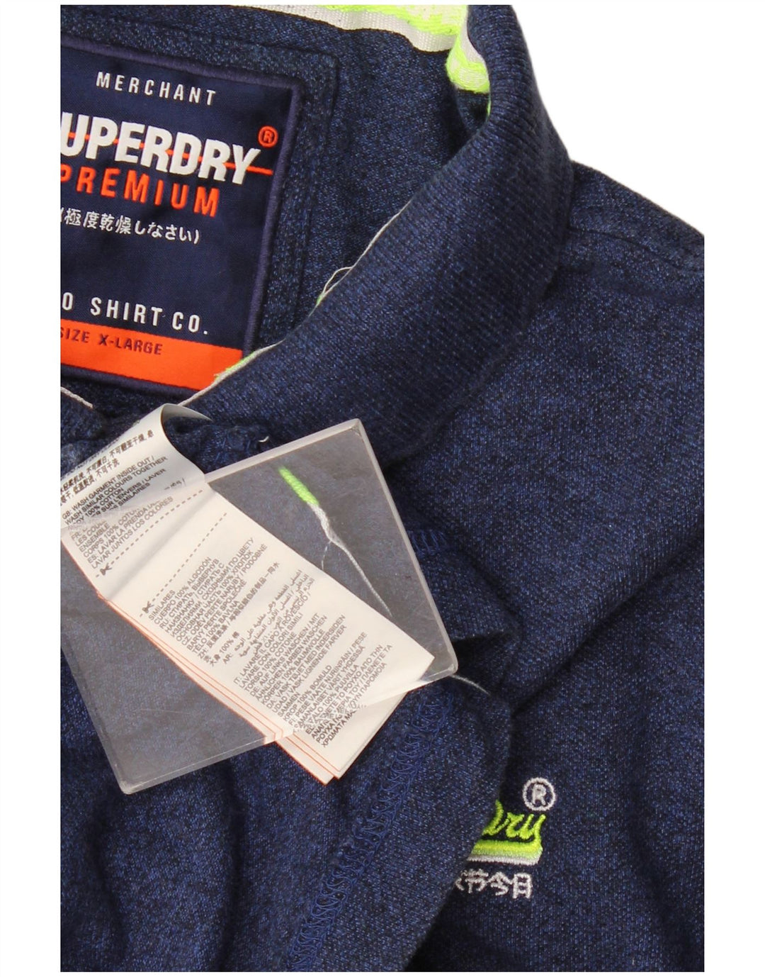 Superdry grafisk poloshirt til mænd XL marineblå bomuld