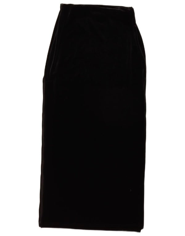 Mystique Womens High Waist Velvet Maxi Skirt Small W26 Black Polyester