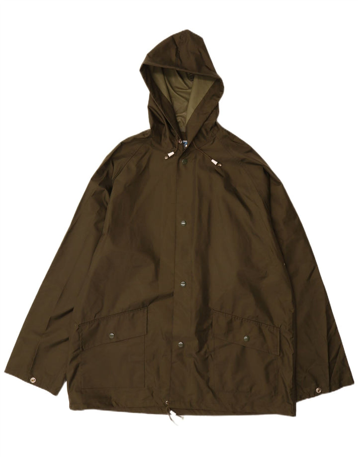 Vintage regnjakke med hætte til mænd IT 52 XL Khaki Nylon