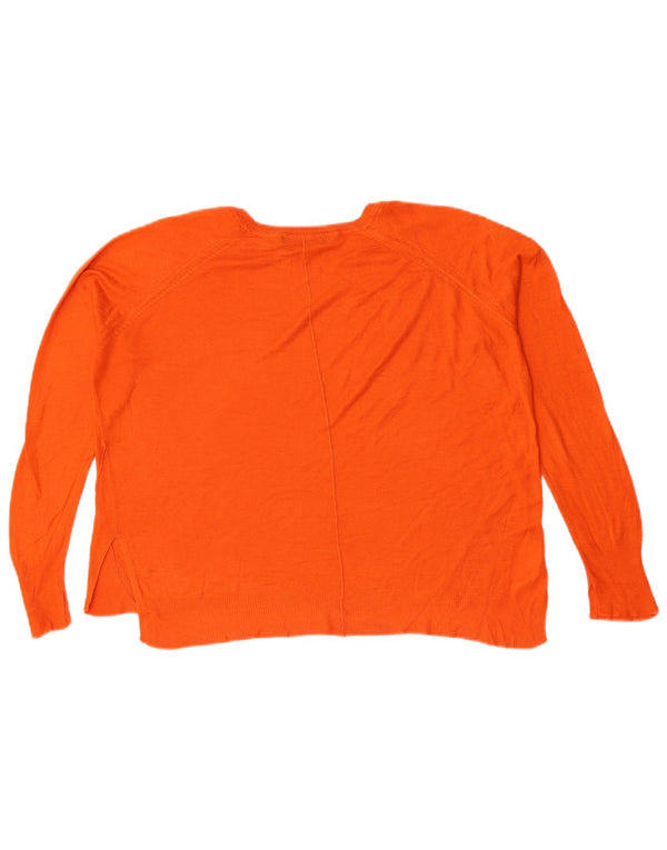 Zara Womens Crop Oversized Boat Neck Jumper Sweater UK 10 Small Orange