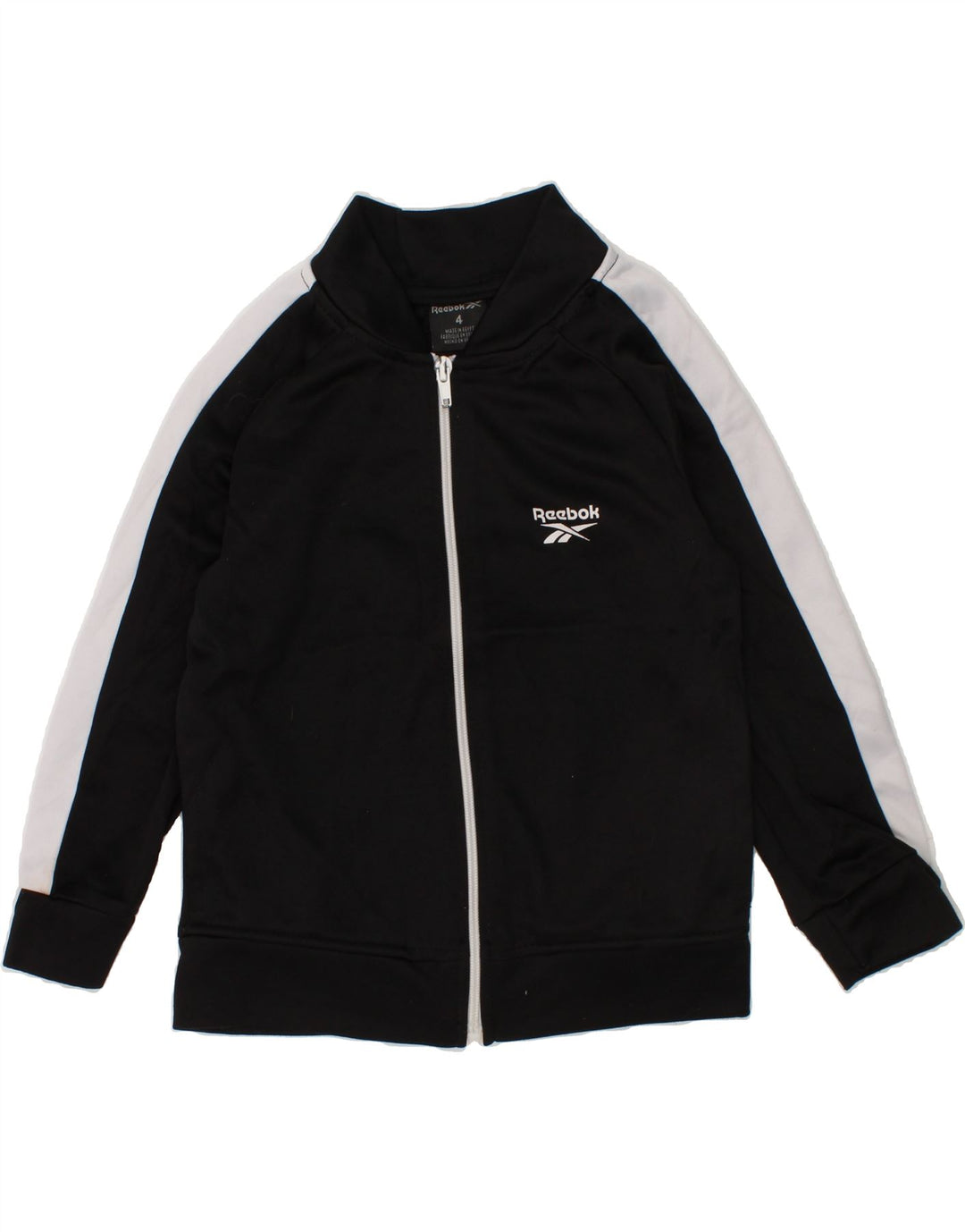 REEBOK Boys Graphic Tracksuit Top Jacket 3-4 Years Black Colourblock Vintage Reebok and Second-Hand Reebok from Messina Hembry 