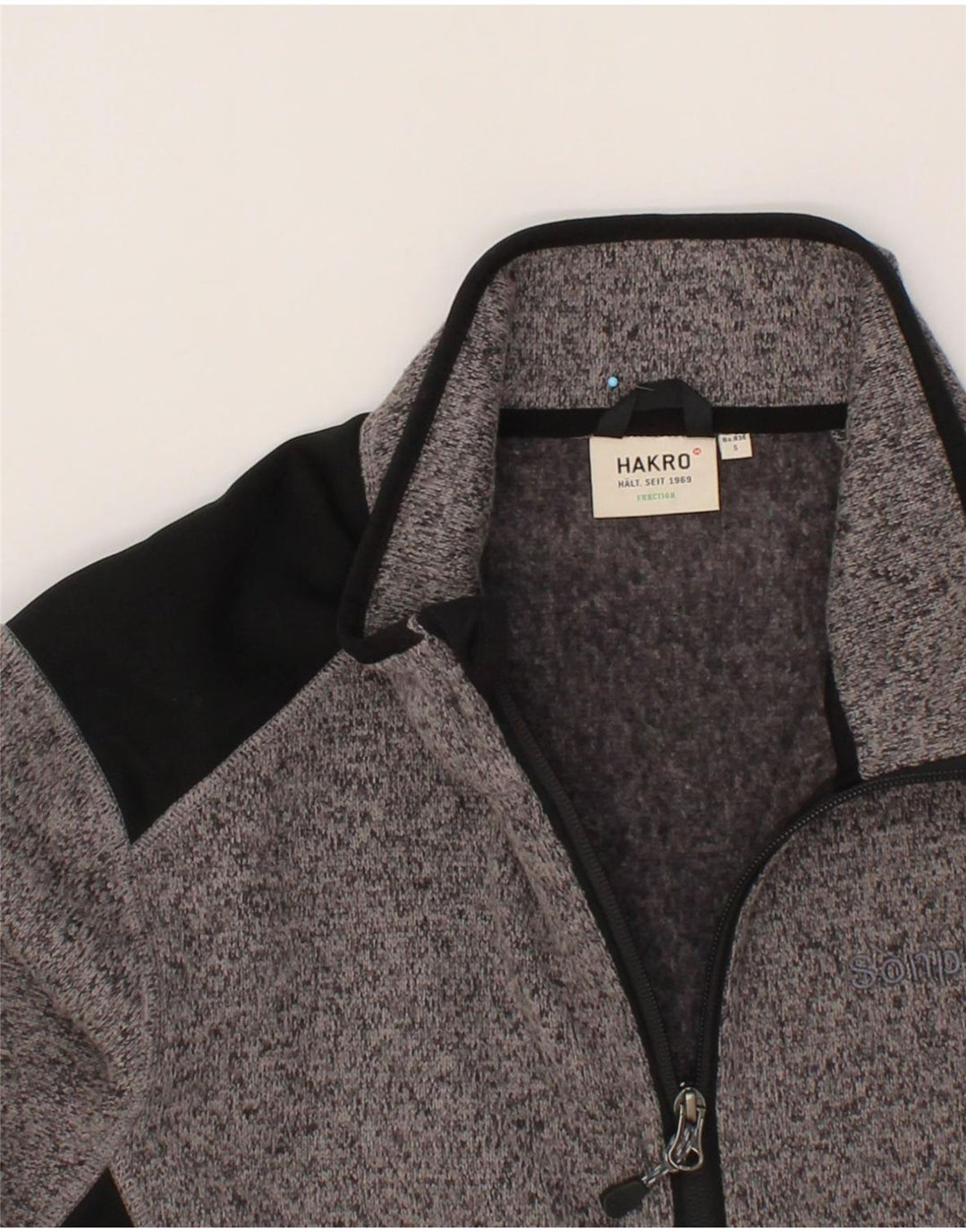 HAKRO Mens Tracksuit Top Jacket Small Grey Colourblock Polyester Vintage Hakro and Second-Hand Hakro from Messina Hembry 