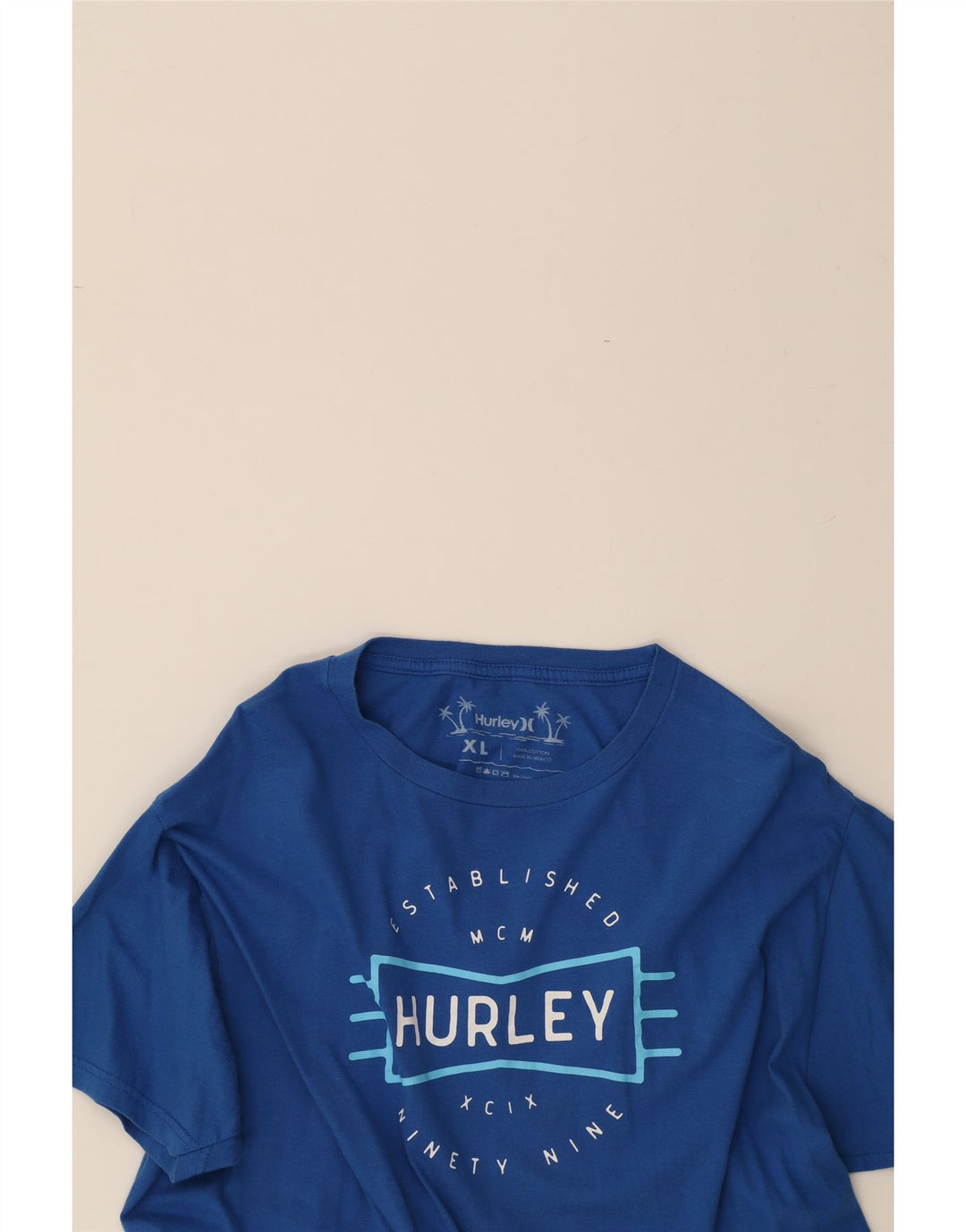 HURLEY Mens Graphic T-Shirt Top XL Blue Cotton Vintage Hurley and Second-Hand Hurley from Messina Hembry 