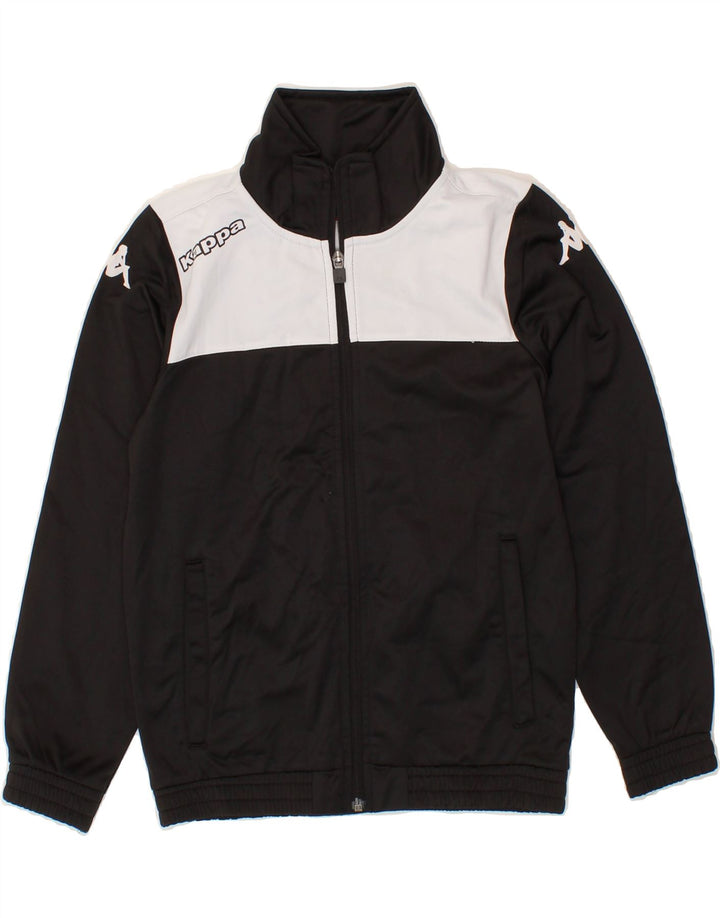 KAPPA Boys Tracksuit Top Jacket 9-10 Years Black Colourblock Polyester Vintage Kappa and Second-Hand Kappa from Messina Hembry 