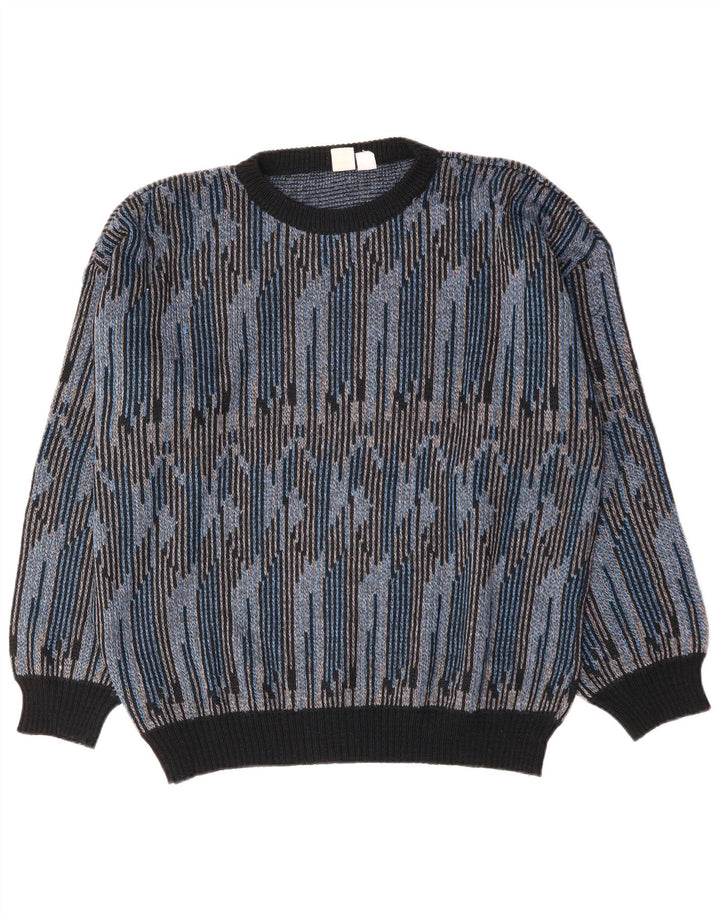 Mark Astor Herre sweater med rund hals XL blå stribet polyakryl