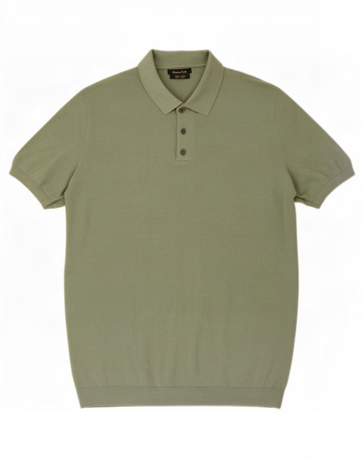 Massimo Dutti Herre Polo Shirt Stor Grøn Bomuld
