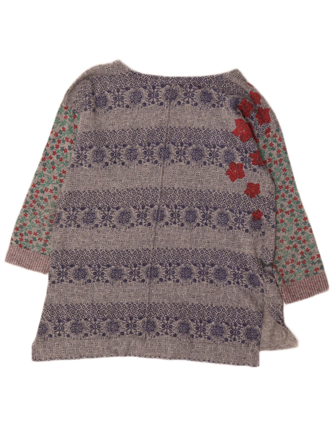 WHITE STUFF Dame grafisk bådhals sweater UK 10 Small Grey