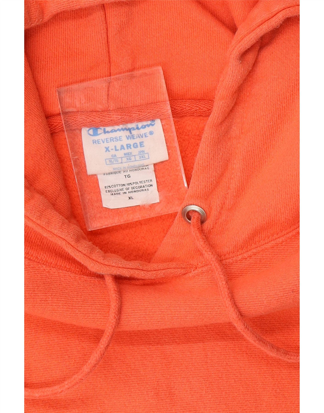 CHAMPION Womens Reverse Weave Hoodie Jumper UK 18 XL Orange Bomuld