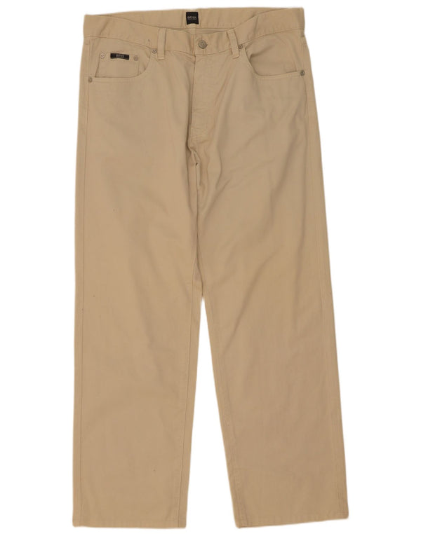 Hugo Boss Straight Casual Bukser til mænd W36 L32 Beige Bomuld