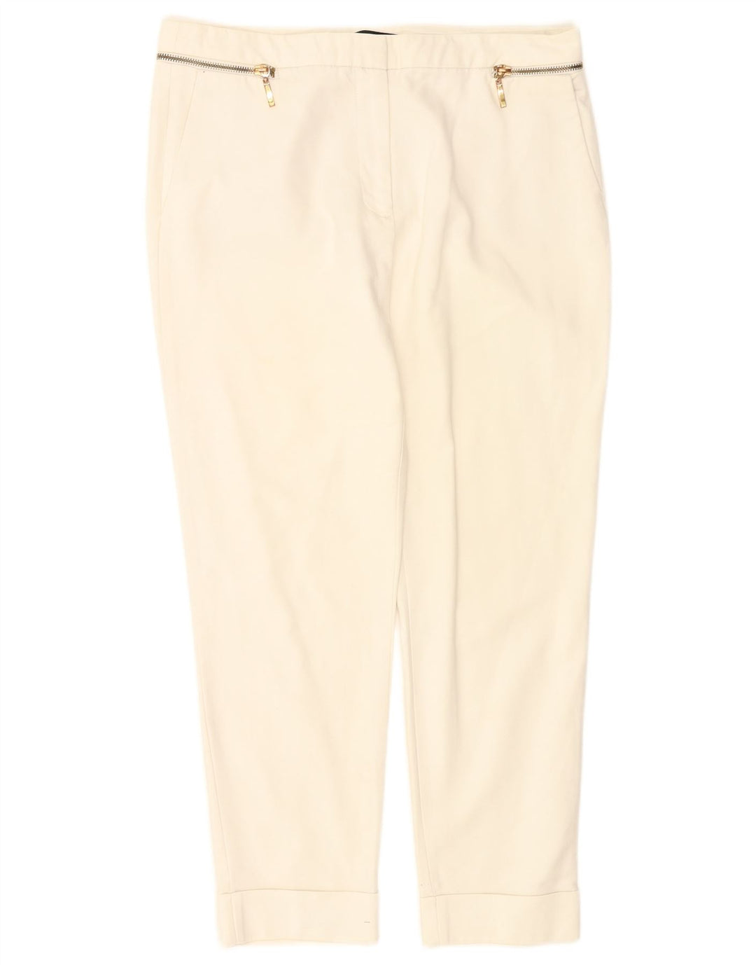 Zara Dame Slim Cropped Trousers EU 38 Small W28 L26 White