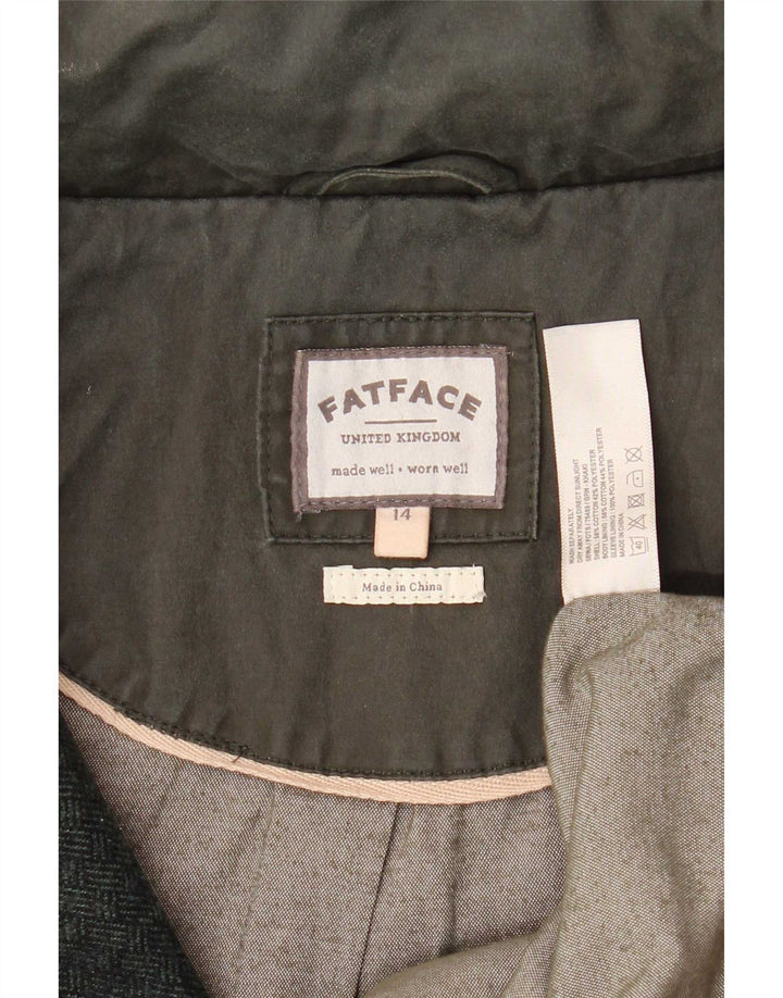 Fat Face kvinders vokset bomuldsjakke UK 14 Medium Khaki