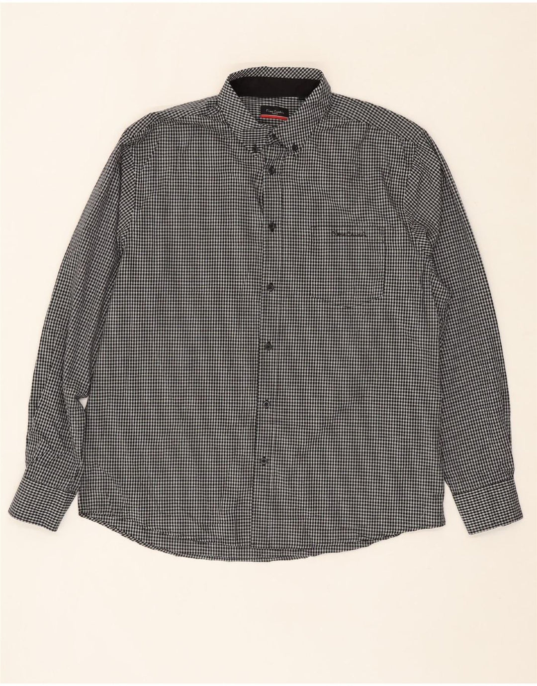 PIERRE CARDIN Mens Regular Fit Shirt 2XL Black Check Cotton Vintage Pierre Cardin and Second-Hand Pierre Cardin from Messina Hembry 