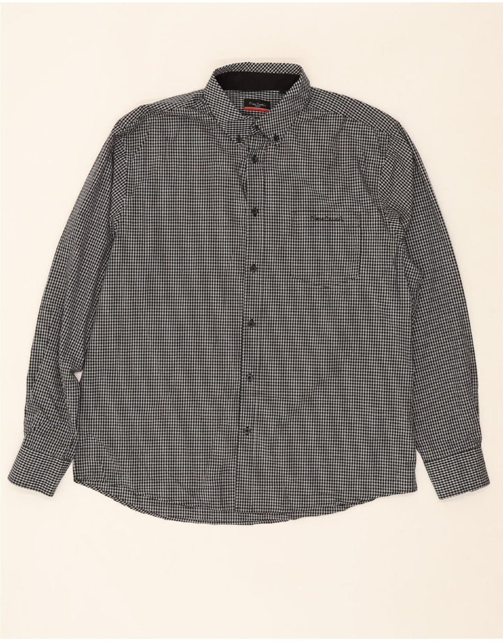 PIERRE CARDIN Mens Regular Fit Shirt 2XL Black Check Cotton Vintage Pierre Cardin and Second-Hand Pierre Cardin from Messina Hembry 