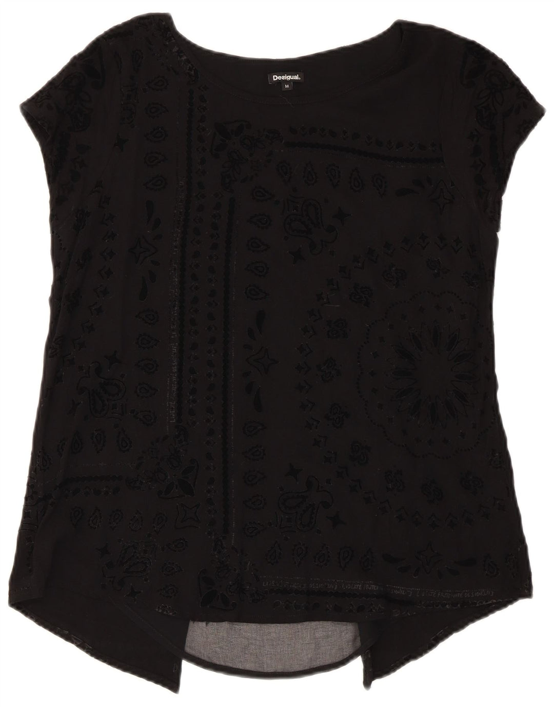 Desigual Dame Bluse Top UK 12 Medium Sort Paisley