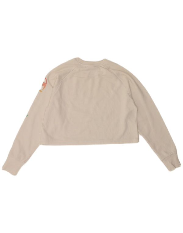 Champion Womens Oversized Crop Grafisk Top Langærmet UK 10 Small White