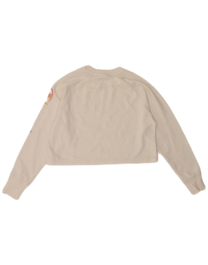 Champion Womens Oversized Crop Grafisk Top Langærmet UK 10 Small White