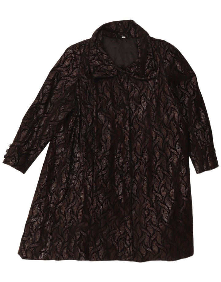 Yessica Womens Oversized Læderfrakke EU 36 Lille sort geometrisk læder