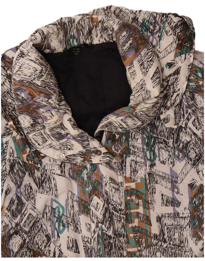 VINTAGE Dame Windbreaker Coat UK 10 Small Multicolored Geometric