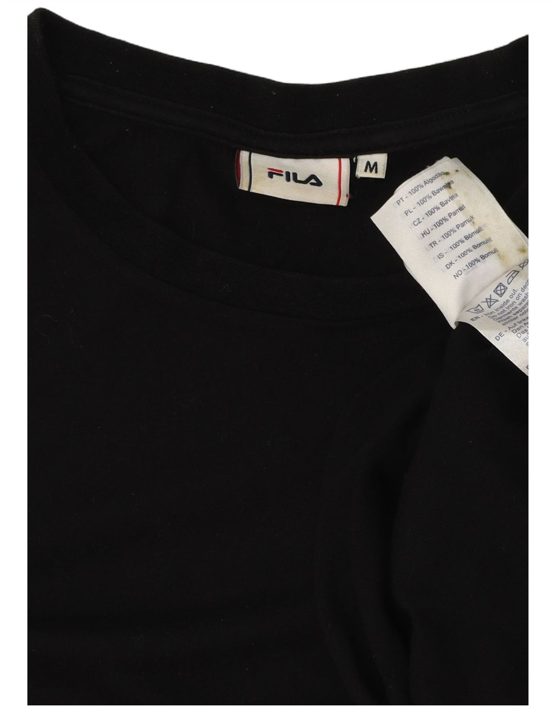 Fila Herre grafisk T-shirt Top Medium Sort Colourblock Bomuld