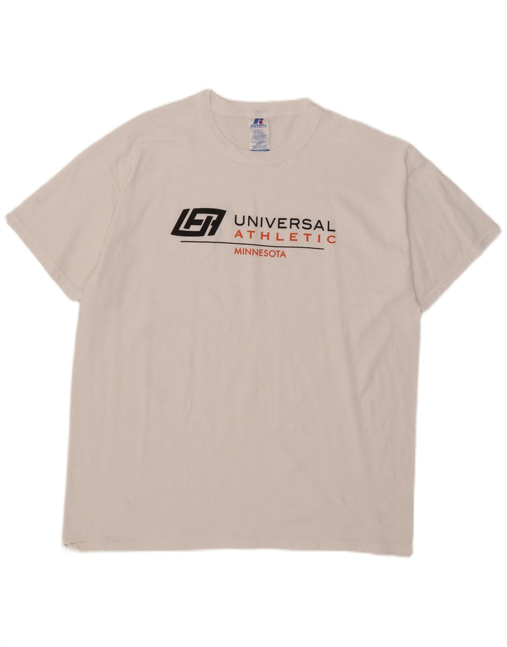 Russell Athletic Herre grafisk T-shirt Top Stor hvid bomuld