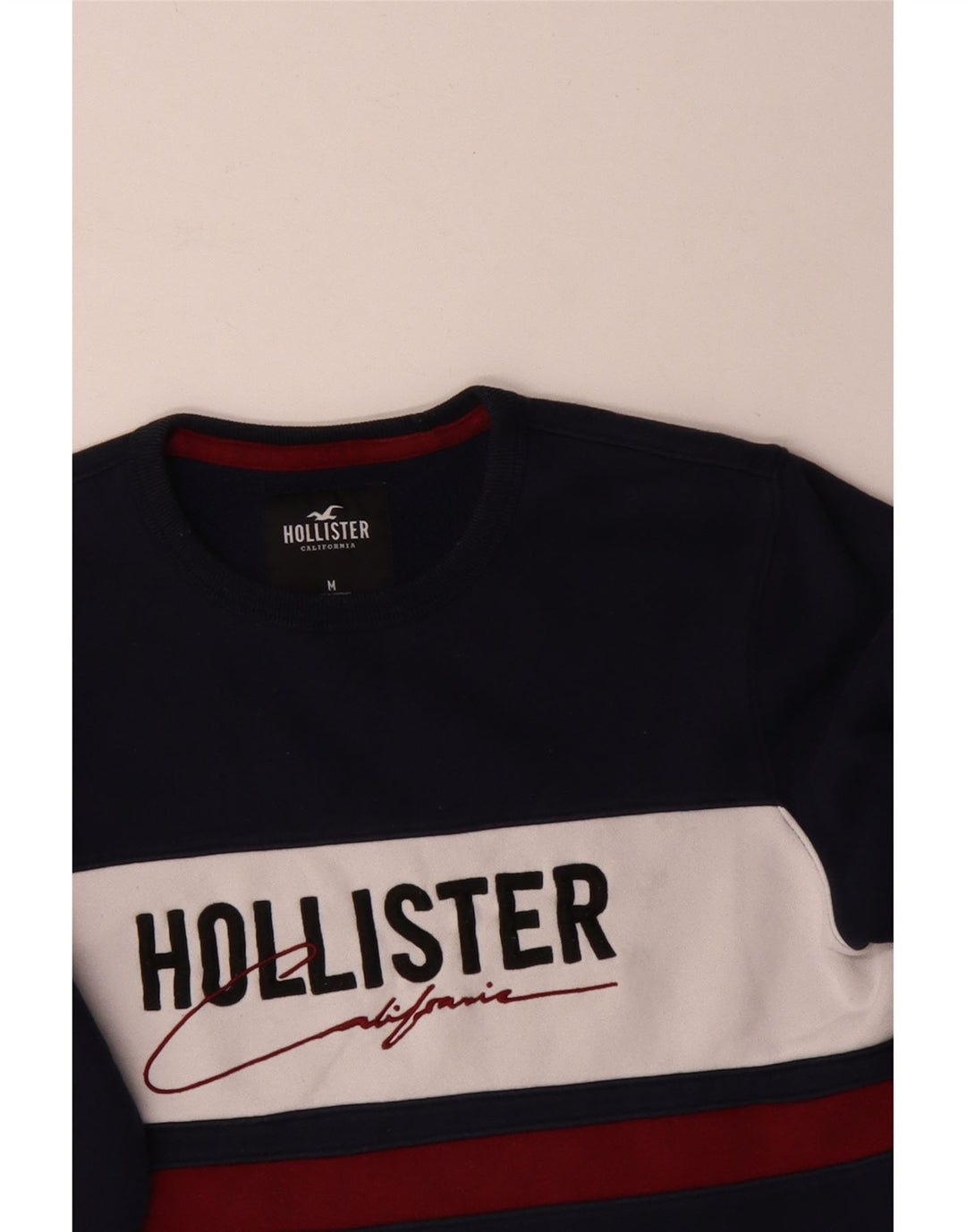 Hollister Herre grafisk sweatshirt Jumper Medium Marineblå Colourblock