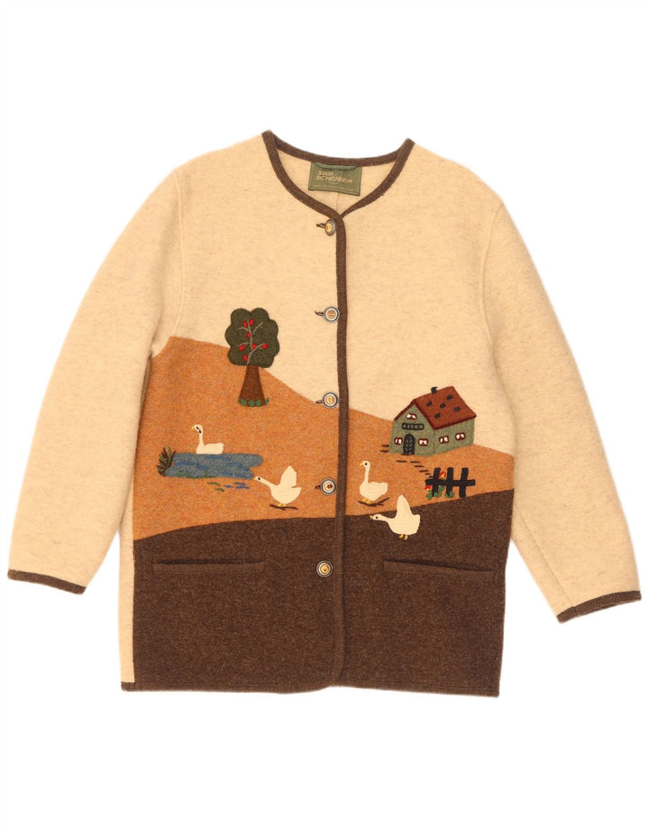 Sigi Scheiber Dame Oversized Cardigan Sweater EU 36 Small Beige