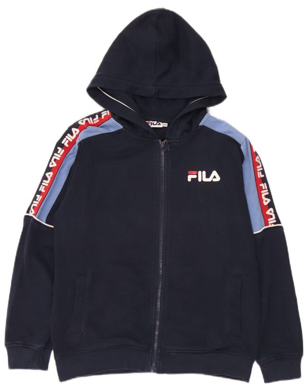 Fila Boys grafisk hættetrøje med lynlås 11-12 år Navy Blue Colourblock