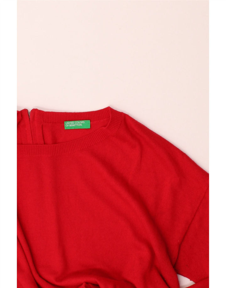 BENETTON Womens Boat Neck Jumper Sweater UK 14 Large Red Vintage Benetton and Second-Hand Benetton from Messina Hembry 