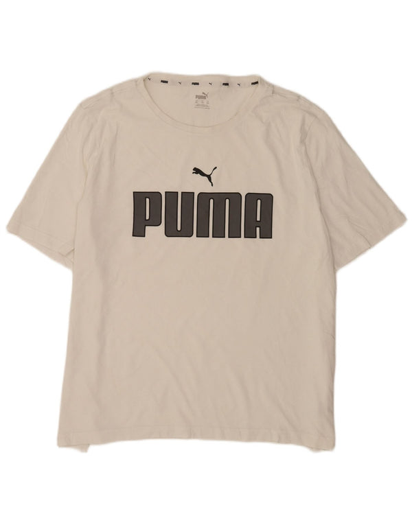 Puma Herre Grafisk T-Shirt Top 2XL Hvid Bomuld