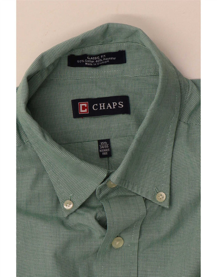 Chaps Herre Classic Fit skjorte størrelse 15 1/2 Medium Green Houndstooth Cotton