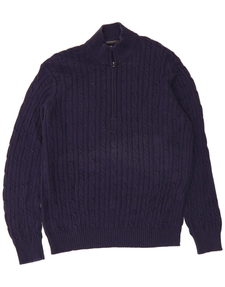 IZOD Mens Zip Neck Jumper Sweater 2XL Navy Blue Cotton Vintage Izod and Second-Hand Izod from Messina Hembry 