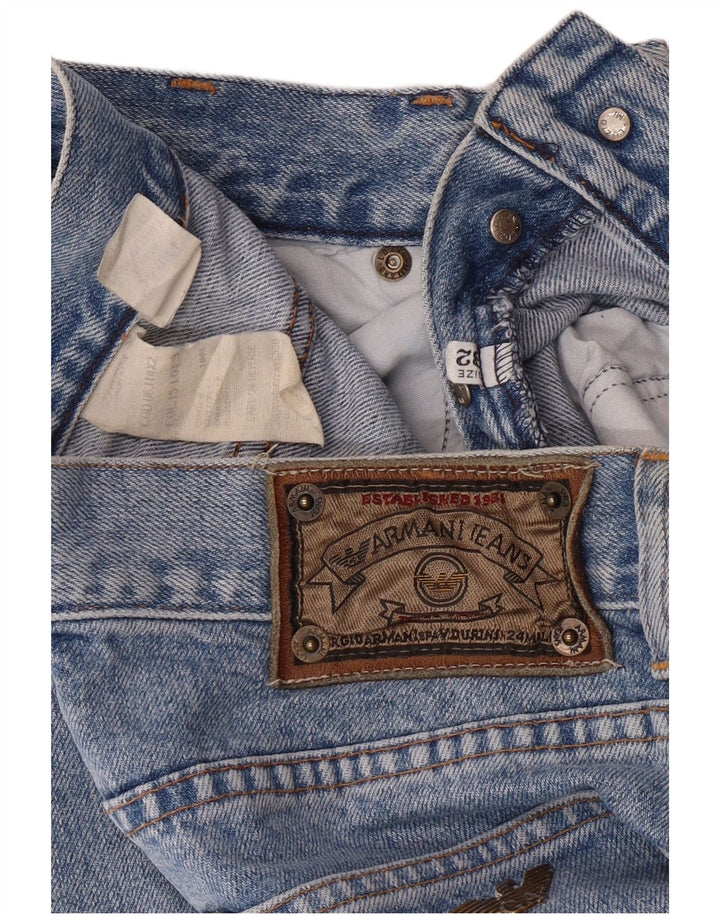 Armani Herre Højtaljede Lige Jeans W32 L29 Blå Bomuld