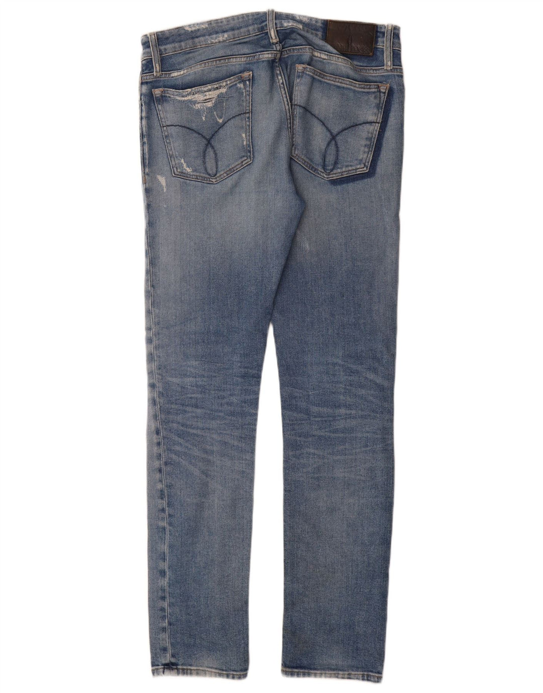 Calvin Klein Herre Distressed Slim Jeans W32 L34 Blå Bomuld