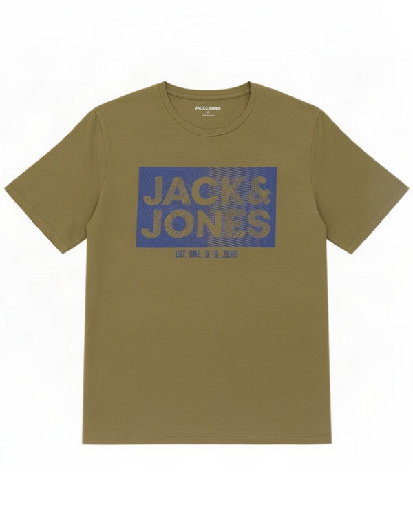 Jack & Jones Mens Graphic T-Shirt Top XL Khaki Cotton