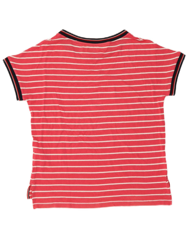 Tommy Hilfiger Dame Kortærmet T-Shirt Top UK 10 Lille Rød Stribet