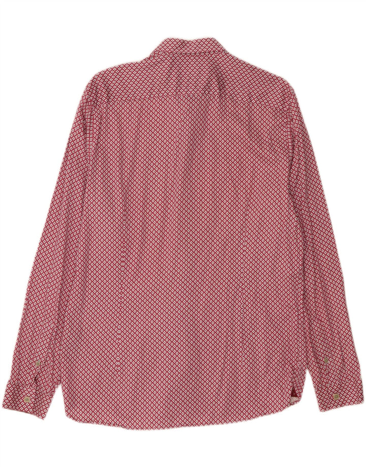 TED BAKER Mens London Shirt Size 4 Large Red Geometric Cotton Vintage Ted Baker and Second-Hand Ted Baker from Messina Hembry 