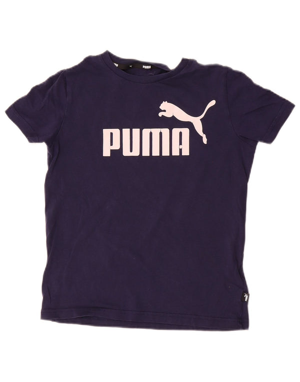 Puma piger grafisk t-shirt top 11-12 år marineblå bomuld