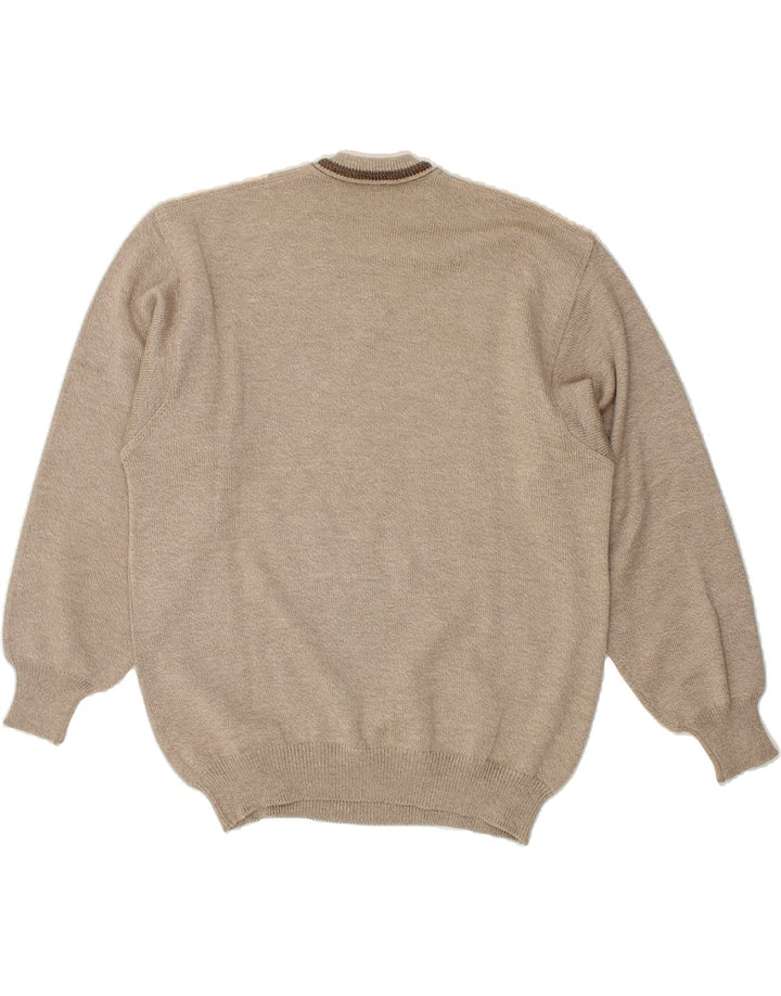 DALMINE Mens V-Neck Jumper Sweater IT 48 Small Beige Colourblock Wool Vintage DALMINE and Second-Hand DALMINE from Messina Hembry 