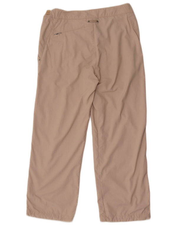 Fila Dame Straight Cropped Trousers UK 10 Small W30 L25 Beige