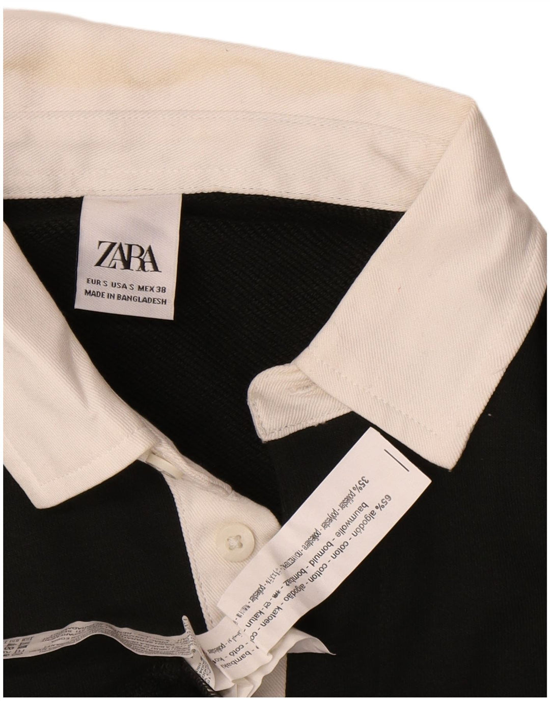 Zara Herre Polo Neck Sweatshirt Jumper lille sort bomuld