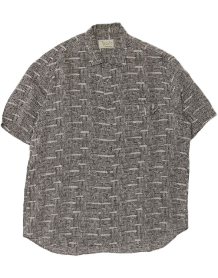 Vintage kortærmet herreskjorte XL Grå Paisley