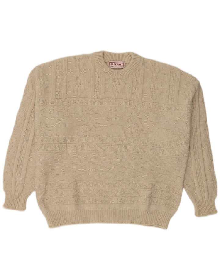 Stefanel Herre Crew Neck Jumper Sweater Medium Beige Uld